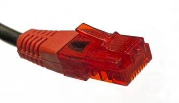 Ethernet RJ45 connector on an Ethernet cable used for connecting to items including: computers, Ethernet switches, Ethernet routers, and ports on many other items.