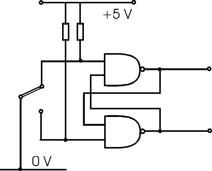 R S flip flop de-bounce circuit