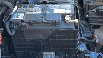 Typical lead acid battery in a car