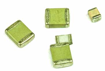 Selection of SMD capacitors showing size differences