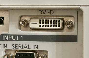 DVI-D connector on the rear of a screen projector