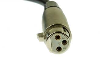 XLR socket or XLR female connector on lead showing pins