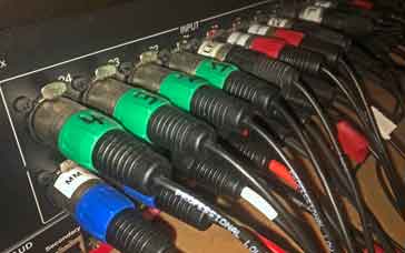 XLR connectors in rack