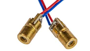 Pair of laser diodes: close up image showing the lens and body
