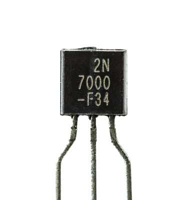 A typical discrete MOSFET in a plastic encapsulation - 2N7000 N-channel MOSFET