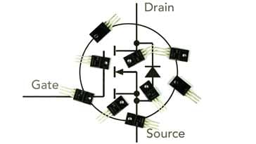 Power MOSFETs on a circuit symbol representation