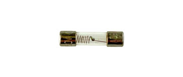 TSlow-blow fuse showing the coil of wire to remove heat and the soldered joint which will melt and blow.