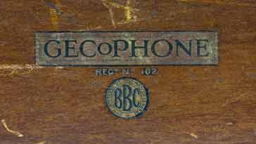 The BBC stamp and registration number on a GECoPHONE No1 crystal set