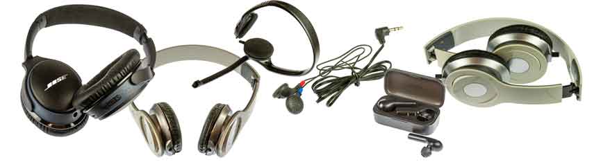 A selection of different types of haadphone & earphone
