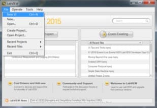 LabVIEW opening page