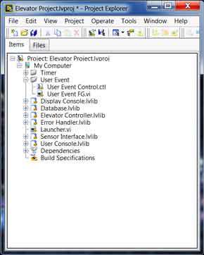 LabVIEW project explorer screen