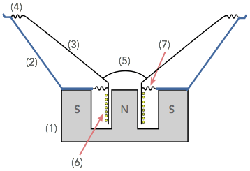 Cross section through a typical moving coil loudspeaker