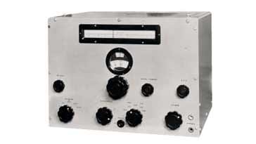Marconi CR100 radio receiver angled but showing the front panel controls. This classic radio set was used for many aspects of radio communications.