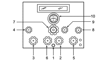 Marconi CR100 radio receiver front panel diagram showing the front panel controls.