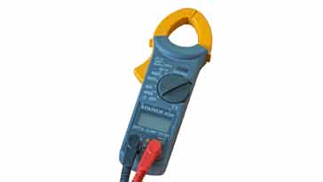 The current clamp meter uses current transformer technology with the clamp to sense the current in the wire - the clamp is a ferrite toroid that can be opened to enable the conductor where te current needs to be sensed to pass through the clamp 