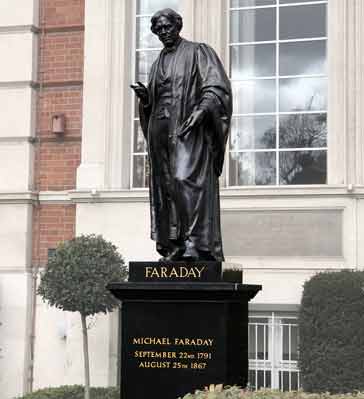 Statue of Michael Faraday outside IET, London, UK
