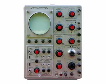 A vintage analogue oscilloscope or cathode ray oscilloscope