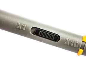 Some oscilloscope probes can be switched between x1 and x10.