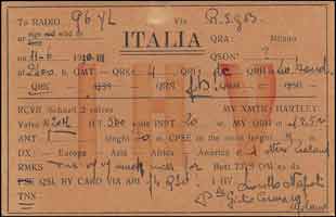 Old  QSL card sent from IHV to G6YL for contact on 25 October 1928