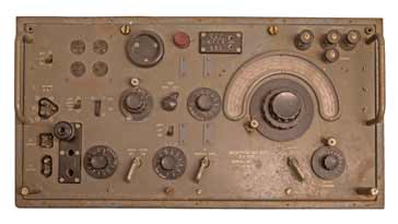 Front panel of an R107 vintage radio communications receiver from WW2