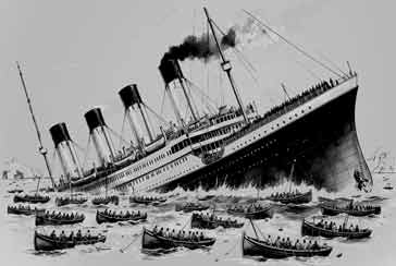 Artistic impression of RMS Titanic sinking