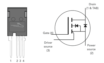 Connections for a typical SiC MOSFET