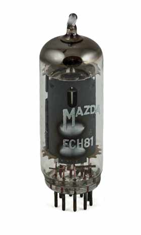 Mazda ECH81 Valve / Tube Image of a Mazda ECH81 triode heptode valve / tube, normally used as a mixer.