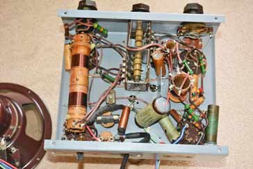 Underside of chassis from a  Vidor 254 vintage broadcast radio