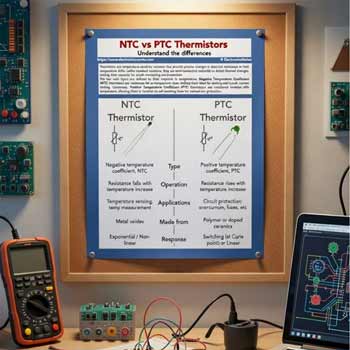 NTC & PTC Thermistor Characteristics Infographic Crib Sheet PDF Download 